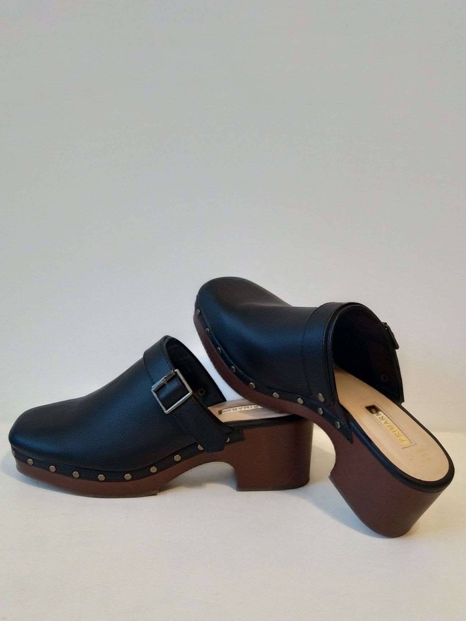 кожаные  сабо клоги мюли р.39 -40 черные Primark