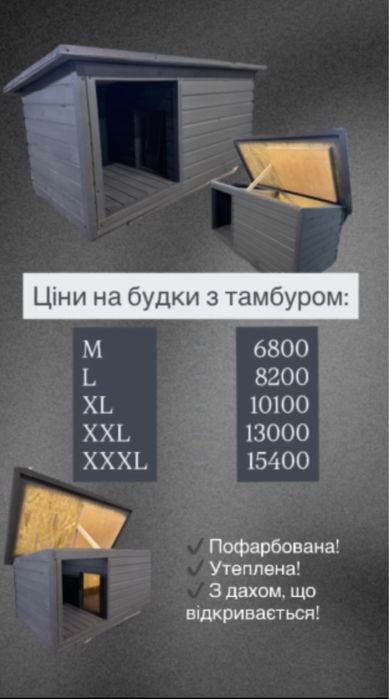 Виготовлення будок для собак різних розмірів