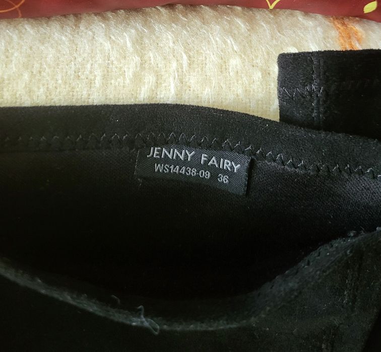Kozaki damskie czarne za kolano. Jenny Fairy. Imitacja zamszu. Rozm.36
