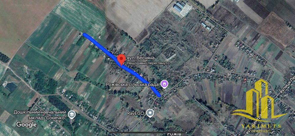 Продаж земельної ділянки
с. Рожів вул. Весняна