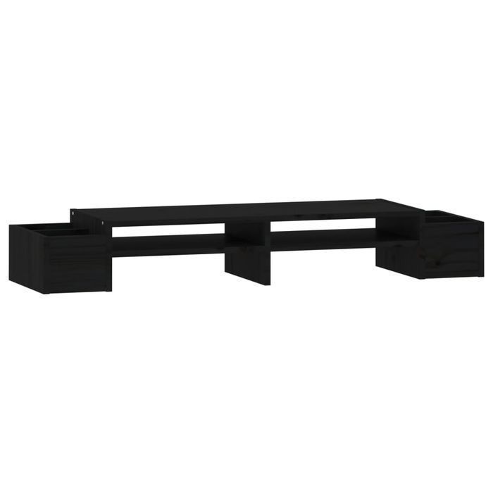 Vidaxl Podstawka Na Monitor, Czarna, 100X27,5X15 Cm, Drewno Sosnowe