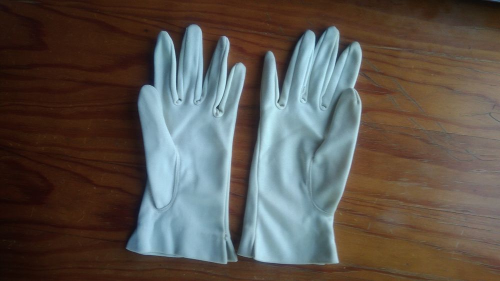 Luvas 5e cada pretas pele brancas tecido