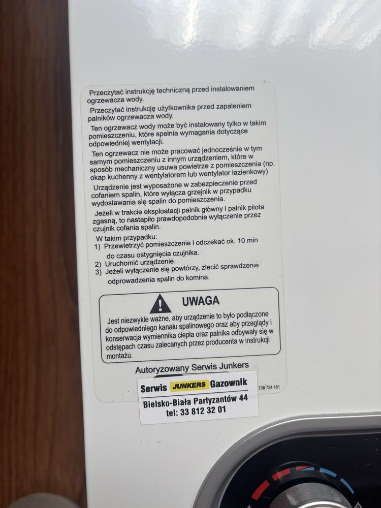 Piec gazowy junkers Hydro 4200 przeplywowy