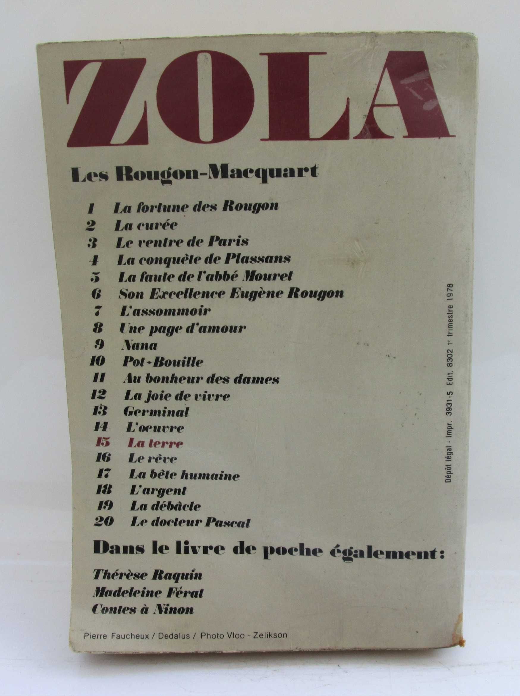 Livro La terre, Émile Zola 1978