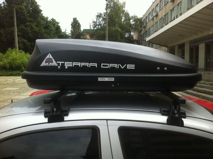 Бокс на крышу дах авто Terra Drive 320 сірий чорний мат 134*80*36 см