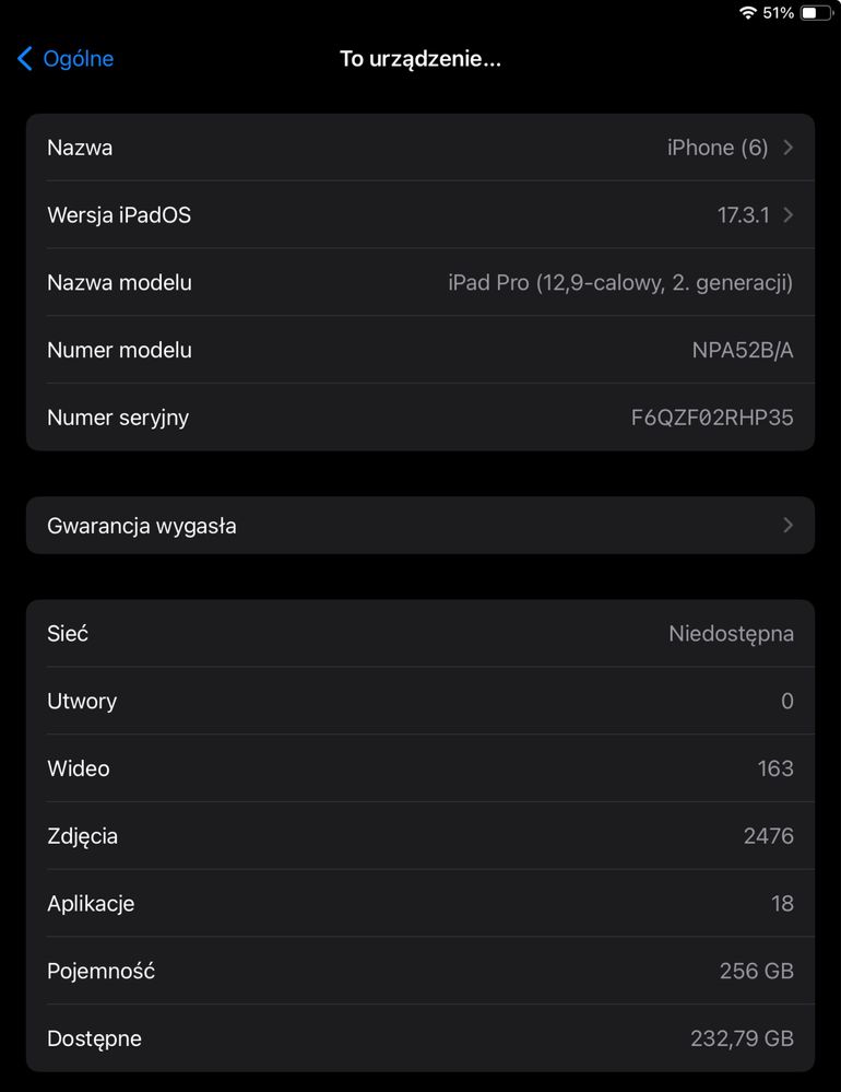 Ipad Pro 12.9 cala 2gen 256gb