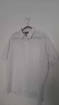 Biała, męska koszula z krótkim rękawem 4XL