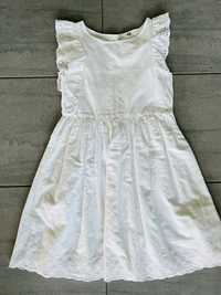 Biała bawełniana sukienka rozm. 122 H&M