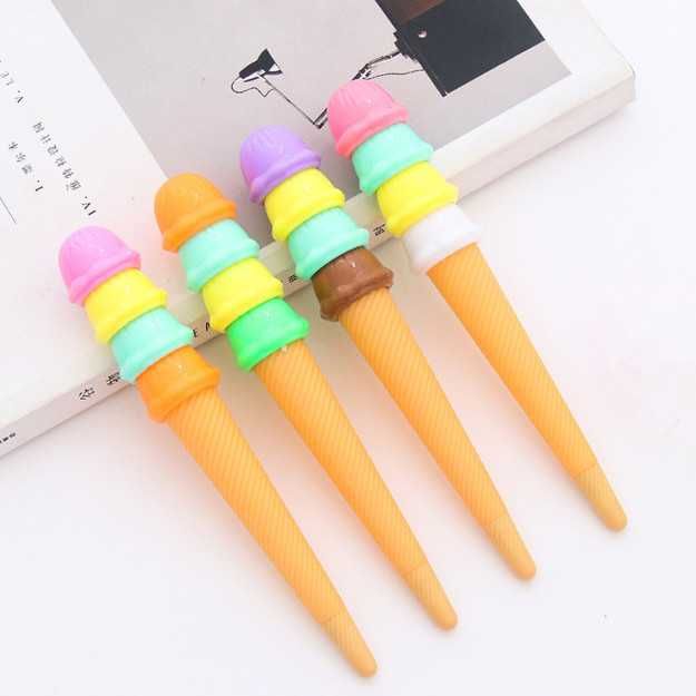 Długopis z czarnym wkładem LODY kolorowe gałki  15 cm