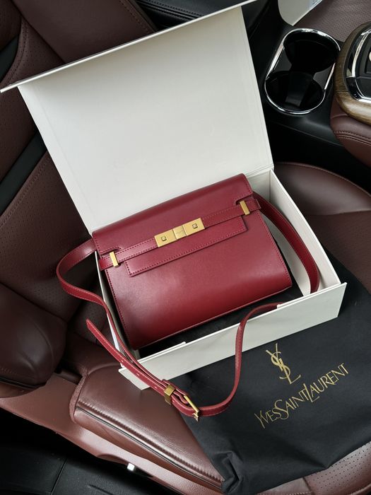 Сумка YSL Yves Saint Laurent Manhattan Medium бургунді,коричнева,чорна