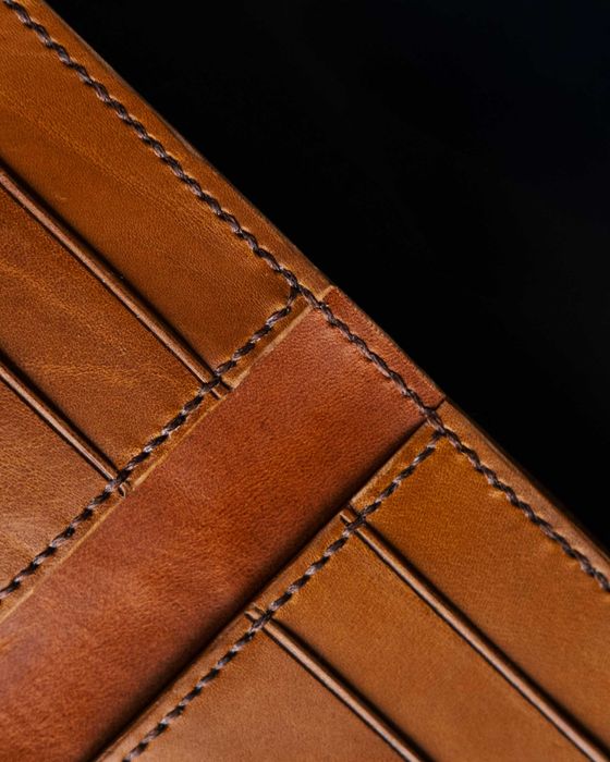 Naturalny brązowy portfel skórzany ręcznie robiony