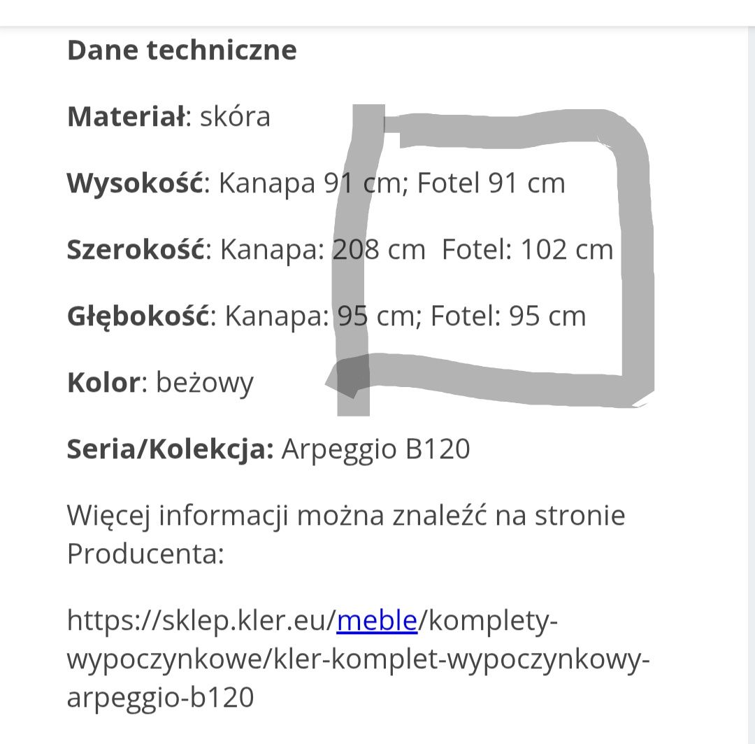 Fotel Kler Arpeggio skóra naturalna