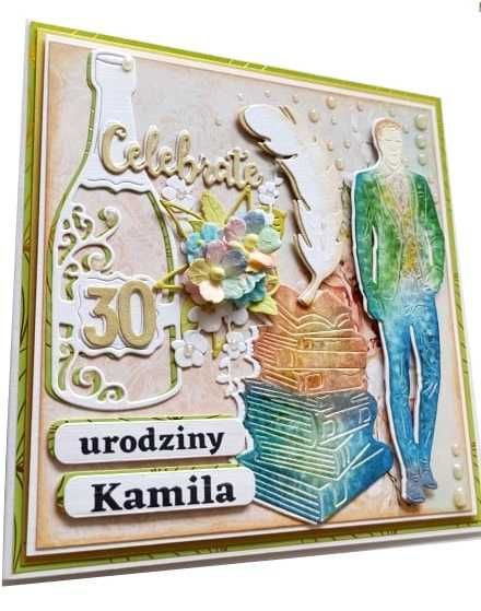 Wykrojnik butelka i 2 kieliszki _zestaw urodzinowy_