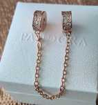 Łańcuszek zabezpieczający cyrkonie Pave rose gold S925