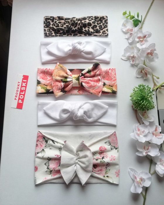Opaski na głowę - dla dziewczynki -- hand made -- 5szt.