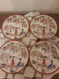 Porcelana styl Japoński Tuppack Tiefenfurt Zestaw 4 dużych talerzyków