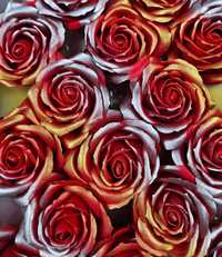 CZERWONE SR-ZŁ. Róże mydlane DUŻE oryginalne kolory 25szt flowerbox