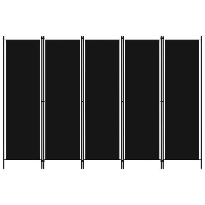 Parawan 5-skrzydłowy Czarny 250x180 cm