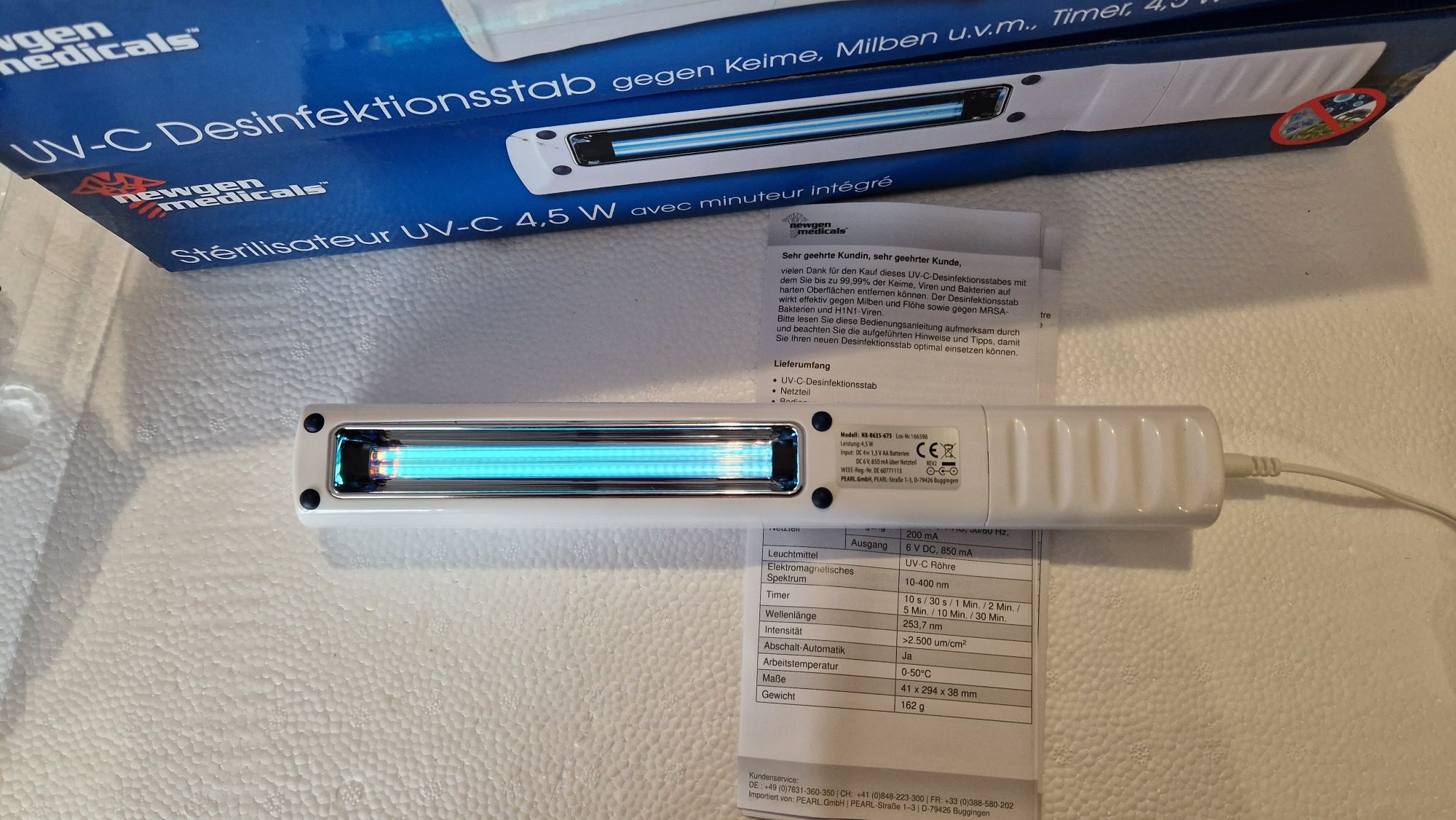 Лампа дезінфекційна кварцева Newgen Medicals UV-C Desinfektionsstab 4.