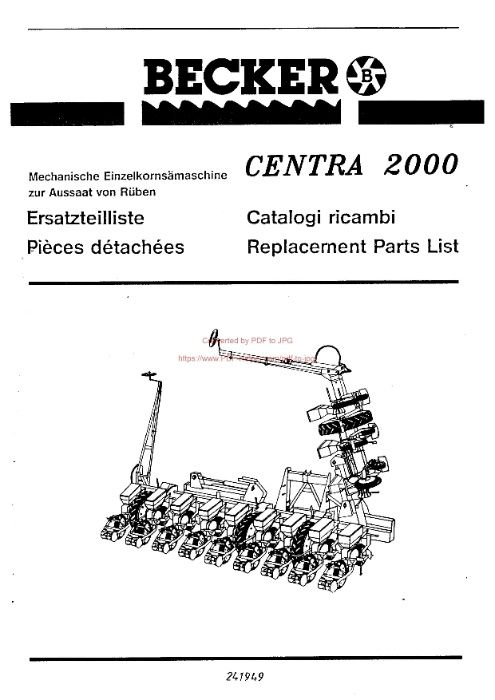 Katalog części siewnika BECKER centra 2000 rüben