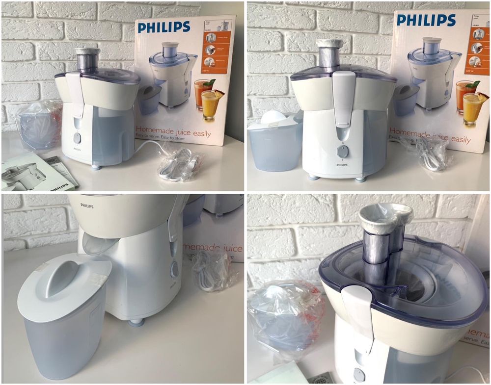 Новая соковыжималка Philips HR1821 (бело-голубой цвет)