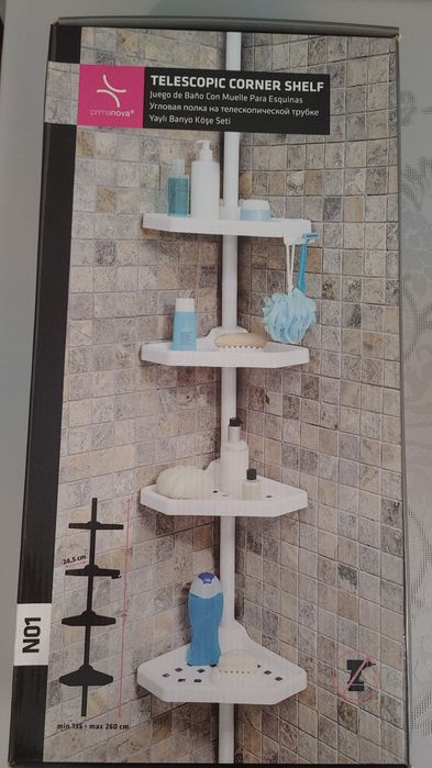 Телескопічна, углова поличка для ванної кімнати. Туреччина