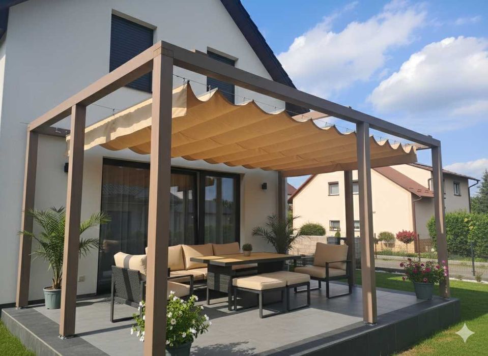 Roleta Rzymska Taras Pergola Wodoodporna Na Wymiar Ultra Mocna