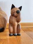 Conjunto de 4 gatos em madeira maciça