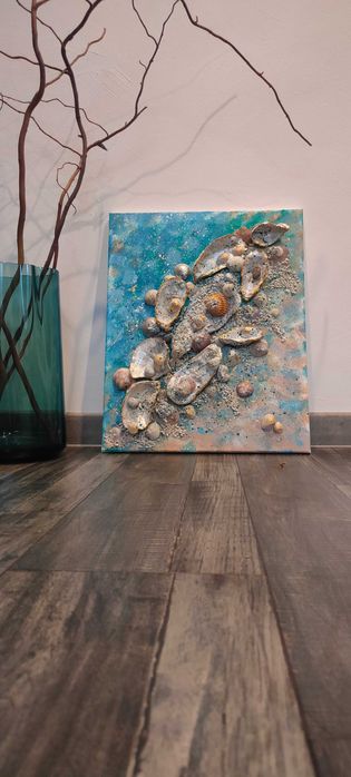 Картина текстурна зі справжніх мушель устриці 3Д
