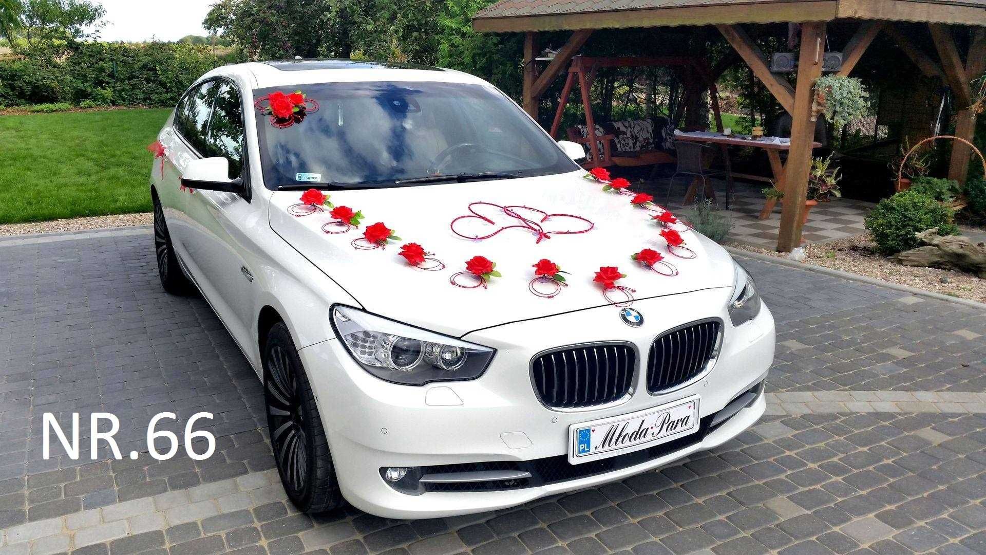 BOGATA dekoracja samochodu na samochód do ślubu.OZDOBY na auto 066
