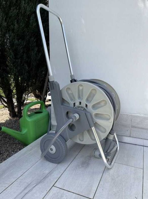 Wózek na wąż ogrodowy ALUMINIOWY razem z wężem 50M 1/2 ZESTAW