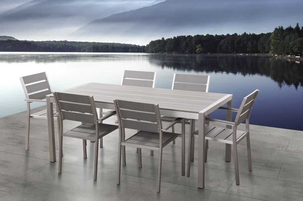 Mesa exterior aluminio e 6 cadeiras da marca Beliane