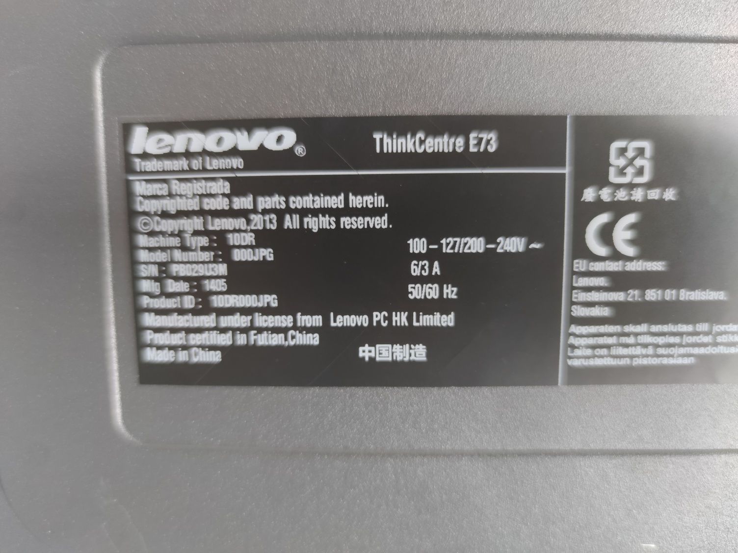 Lenovo ThinkCenter E73 -  i3, 6Gb RAM, 256Gb SSD + 500Gb HDD