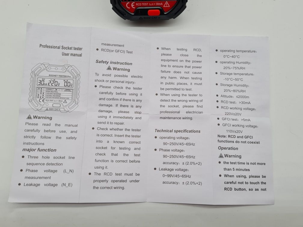 Tester napięcia gniazdek sieciowych z wyświetlaczem LCD Mayilon HT107
