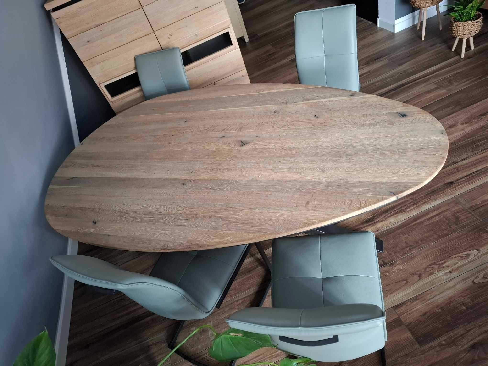 Stół drewniany dębowy owalny 200x120 plus 4 krzesła