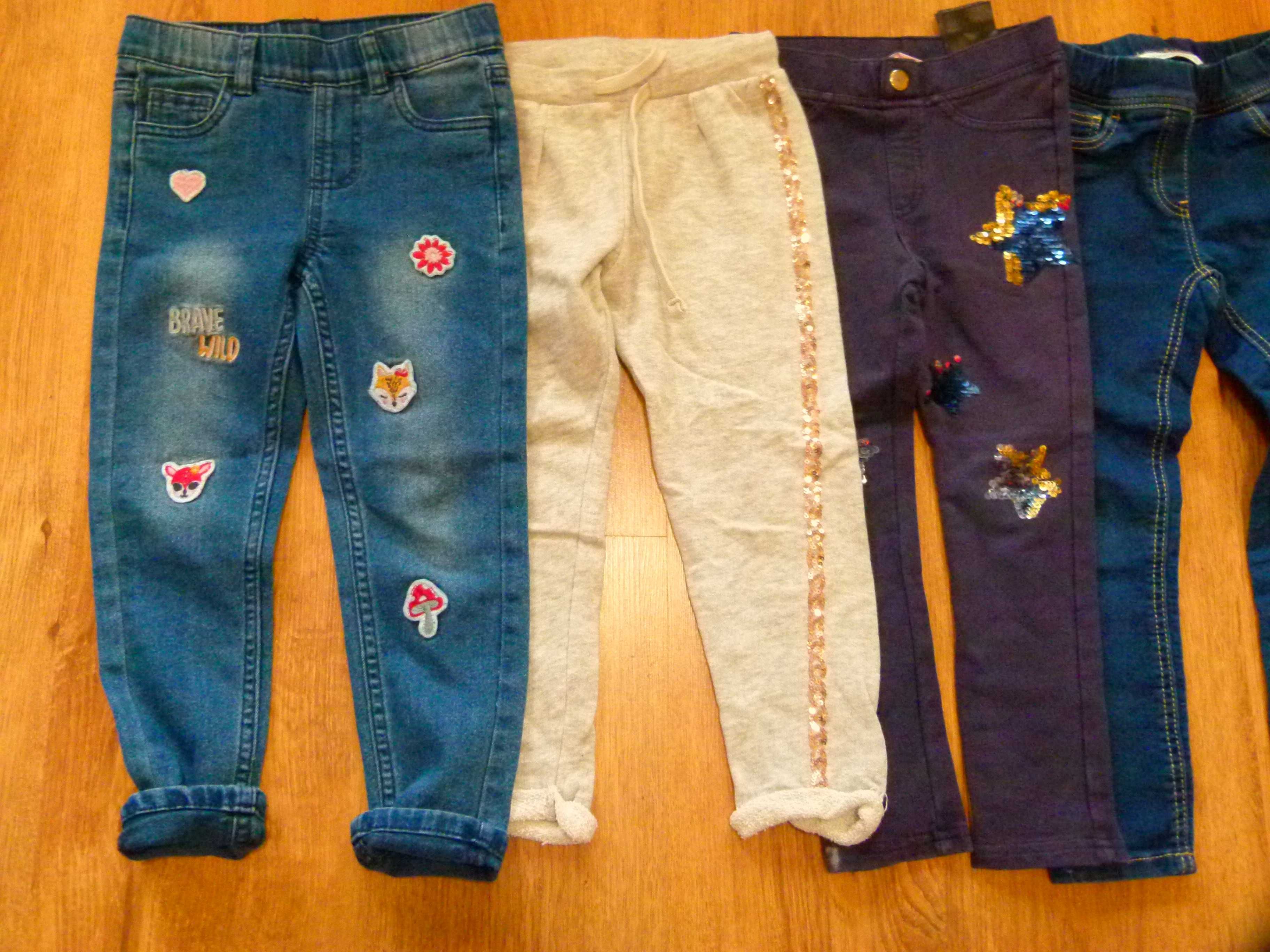 rozm 110 zestaw 5x spodnie jeans materiałowe dresowe rurki