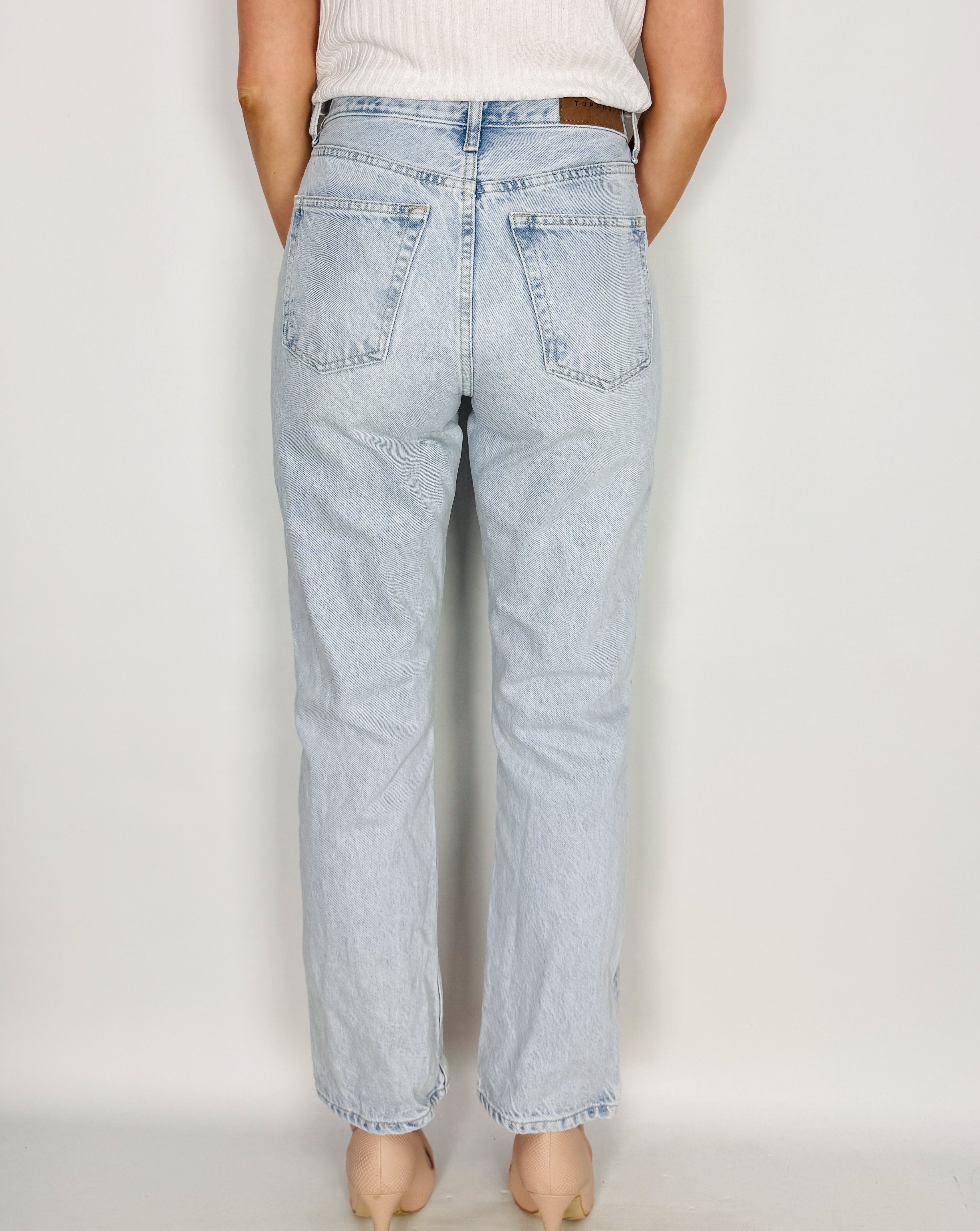 Jeansowe proste spodnie w jasnym odcieniu XS 34 Topshop