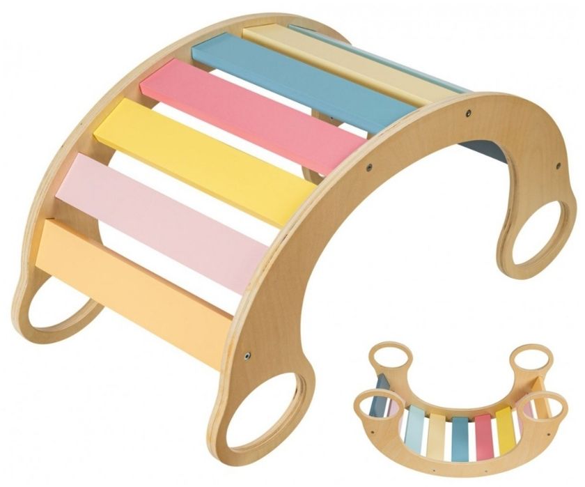 Drewniany bujak wielofunkcyjny 2w1 - huśtawka, bujaczek, równoważnia,