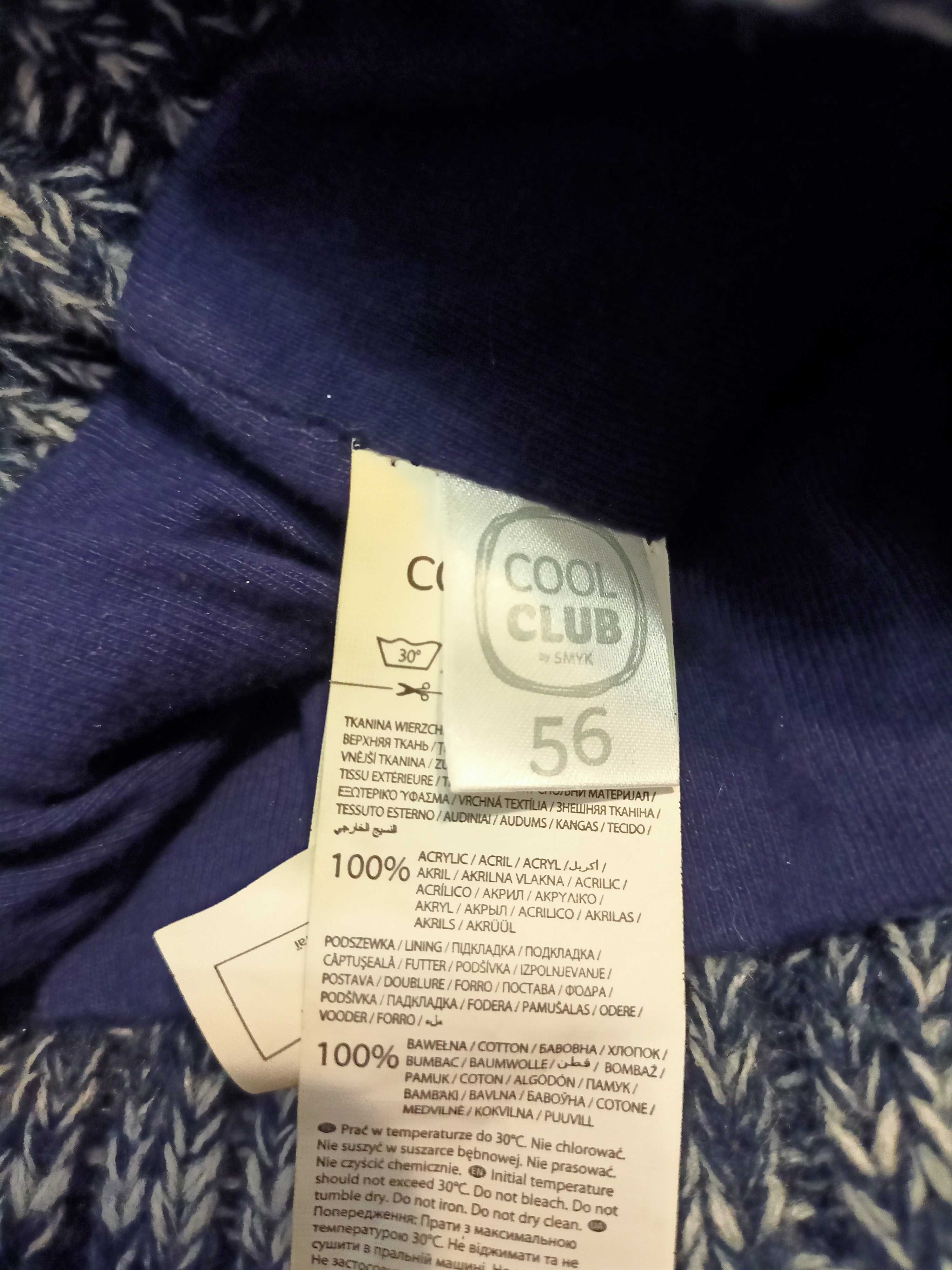 Akrylowa czapka z bawełnianą podszewką cool club r. 56