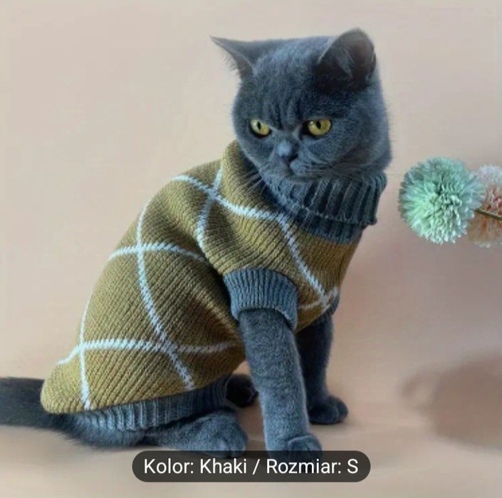 Ciepły sweter dla zwierząt Khaki S