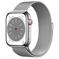 Apple Watch 8 45mm Cellular Silver Stainless Steel Case Milanese MNKJ3
