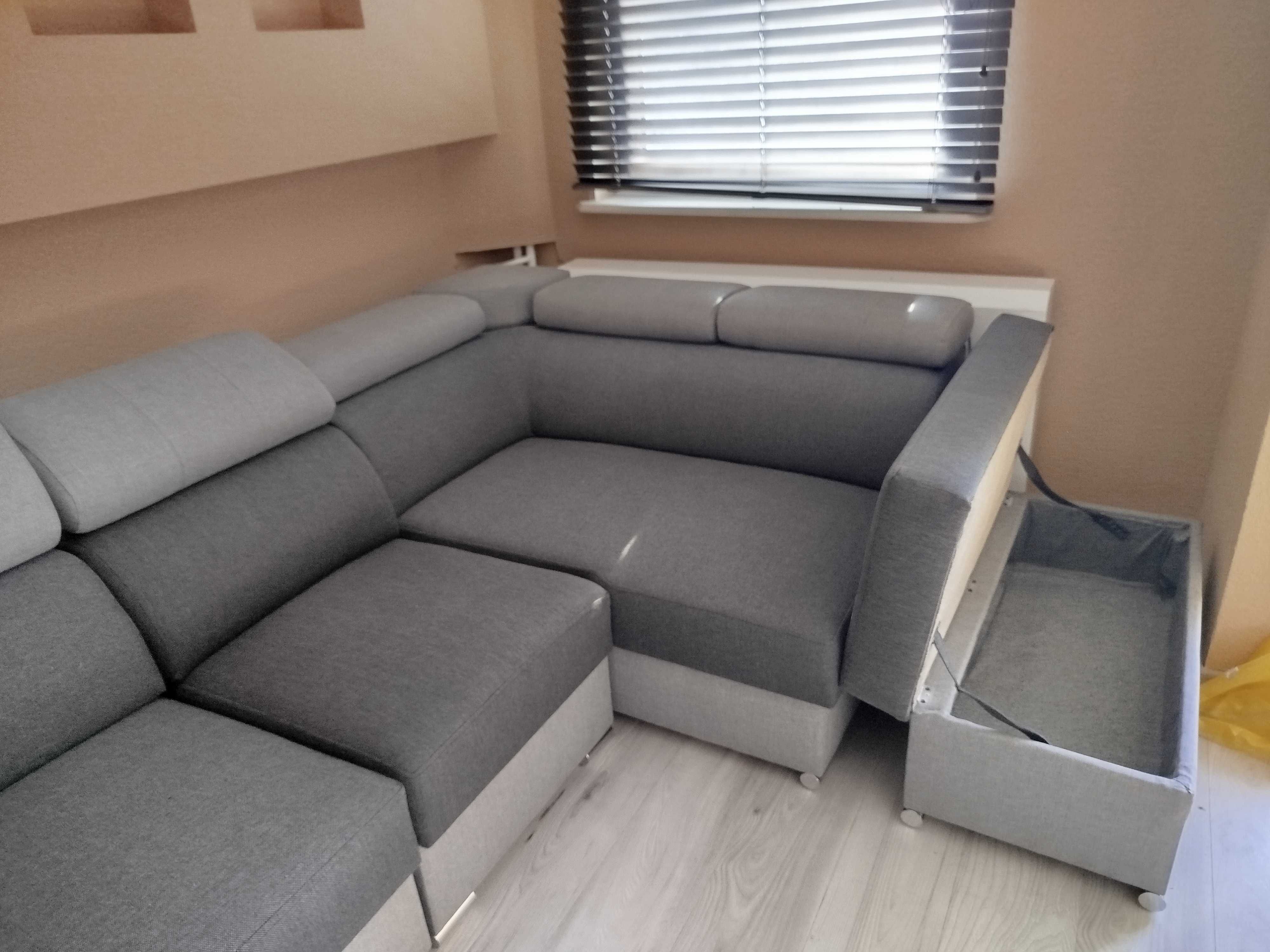 Narożnik z funkcją spania + pojemnik, tanio