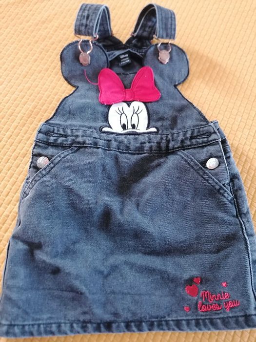 Sukienka jeansowa ogrodniczki Myszka Minnie Disney 2-3 lata.