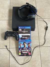 PlayStation 4 Slim 500GB + dualshock 4 + 3 gry + słuchawki