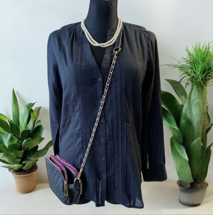 Czarna koszula bluzka tunika Massimo Dutti 100% bawełna M długi rękaw