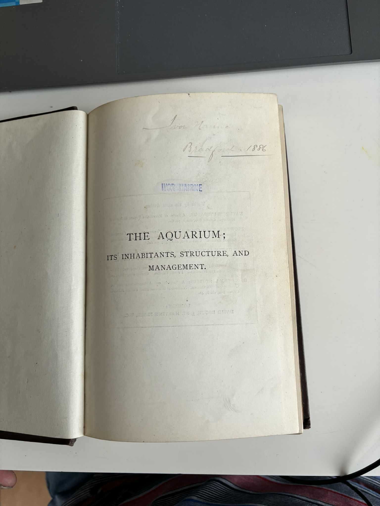 The Aquarium; Its Inhabitants, Structure & Management J. Taylor 1881