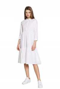 jacqueline de yong biała koszulowa sukienka bawełna 34