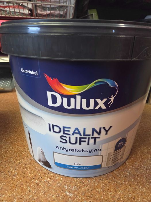 Biała Farba do sufitów DULUX Idealny Sufit 9L Matowa Antyrefleksyjna