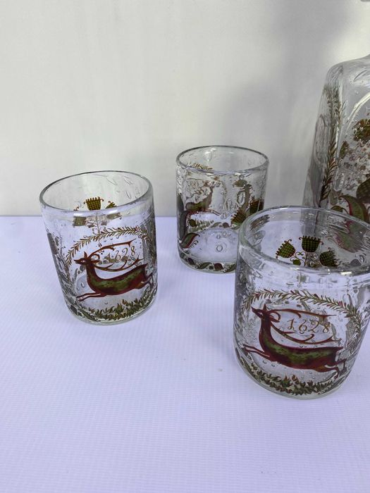 Karafka +6szklanek myśliwskie
