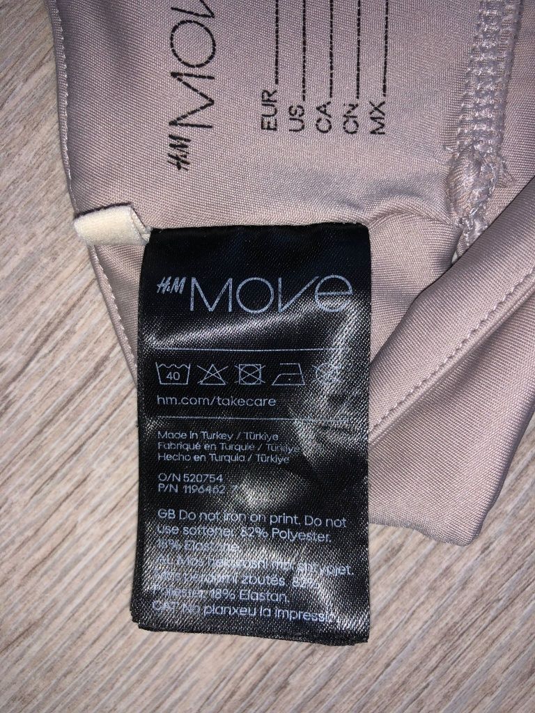 Stanik/top sportowy beżowy pudrowy róż H&M MOVE rozmiar S/36!